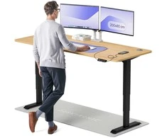Elektrinis reguliuojamo aukščio stalas Desktronic HomePro Juodas/Ąžuolas, 200x80cm, Dvigubas motoras, USB ir USB-C įkrovimo lizdai