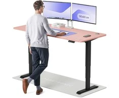 Elektrinis reguliuojamo aukščio stalas Desktronic HomePro Juodas/Rožinis, 180x80cm, Dvigubas motoras, USB ir USB-C įkrovimo lizdai