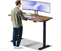 Elektrinis reguliuojamo aukščio stalas Desktronic HomeOne Juodas/Riešutmedis, 160x80cm, Dvigubas motoras, USB ir USB-C įkrovimo lizdai