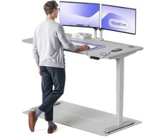 Elektrinis reguliuojamo aukščio stalas Desktronic HomePro Pilkas/Pilkas, 160x80cm, Dvigubas motoras, USB ir USB-C įkrovimo lizdai