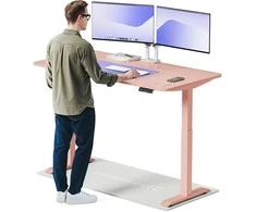 Elektrinis reguliuojamo aukščio stalas Desktronic HomeOne Rožinis/Rožinis, 160x80cm, Dvigubas motoras, USB ir USB-C įkrovimo lizdai