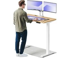Elektrinis reguliuojamo aukščio stalas Desktronic HomeOne Baltas/Ąžuolas, 120x60cm, Dvigubas motoras, USB ir USB-C įkrovimo lizdai