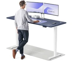 Elektrinis reguliuojamo aukščio stalas Desktronic HomePro Baltas/Mėlynas, 200x80cm, Dvigubas motoras, USB ir USB-C įkrovimo lizdai