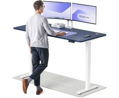 Elektrinis reguliuojamo aukščio stalas Desktronic HomePro Baltas/Mėlynas, 180x80cm, Dvigubas motoras, USB ir USB-C įkrovimo lizdai
