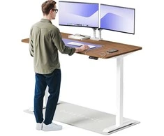 Elektrinis reguliuojamo aukščio stalas Desktronic HomeOne Baltas/Riešutmedis, 160x80cm, Dvigubas motoras, USB ir USB-C įkrovimo lizdai