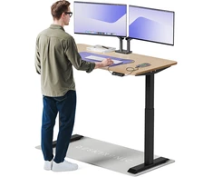 Elektrinis reguliuojamo aukščio stalas Desktronic HomeOne Bambukas/Juodas, 140x70cm, Dvigubas motoras, USB ir USB-C įkrovimo lizdai