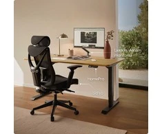 Elektrinis reguliuojamo aukščio stalas Desktronic HomePro Ąžuolo masyvas/Juodas, 160x80cm, Dvigubas motoras, USB ir USB-C įkrovimo lizdai