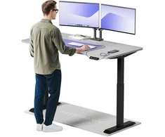 Elektrinis reguliuojamo aukščio stalas Desktronic HomeOne Juodas/Pilkas, 160x80cm, Dvigubas motoras, USB ir USB-C įkrovimo lizdai