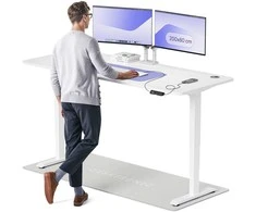 Elektrinis reguliuojamo aukščio stalas Desktronic HomePro Baltas/Baltas, 200x80cm, Dvigubas motoras, USB ir USB-C įkrovimo lizdai