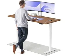 Elektrinis reguliuojamo aukščio stalas Desktronic HomePro Baltas/Riešutmedis, 180x80cm, Dvigubas motoras, USB ir USB-C įkrovimo lizdai