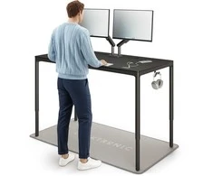 Elektrinis Reguliuojamo Aukščio Stalas Desktronic HomeMax Juodas/Juodas, 160x80cm, Keturi varikliai, Magnetinis kabelių laikiklis