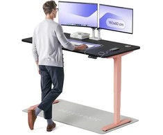 Elektrinis reguliuojamo aukščio stalas Desktronic HomePro Rožinis/Juodas, 160x80cm, Dvigubas motoras, USB ir USB-C įkrovimo lizdai