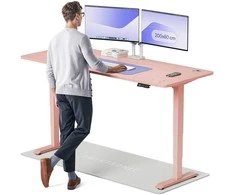 Elektrinis reguliuojamo aukščio stalas Desktronic HomePro Rožinis/Rožinis, 200x80cm, Dvigubas motoras, USB ir USB-C įkrovimo lizdai