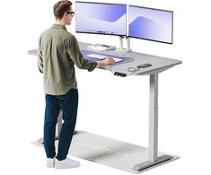 Elektrinis reguliuojamo aukščio stalas Desktronic HomeOne Pilkas/Pilkas, 160x80cm, Dvigubas motoras, USB ir USB-C įkrovimo lizdai