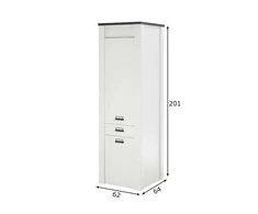 Aukšta virtuvės spintelė Imv Sherwood, 62 cm, balta/pilka