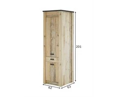 Aukšta virtuvės spintelė Imv Sherwood, 62 cm, ruda/pilka