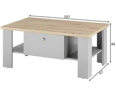 TV staliukas Kavos staliukas Chambord, 107 cm, šviesiai pilka/ąžuolinė