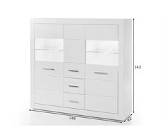 Komoda Bianco, 149 cm, baltas blizgesys