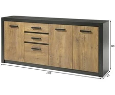 Komoda Brügge, 198 cm, kaštonas/pilka
