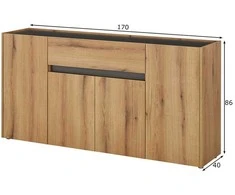 Komoda Imv City, 170 cm, ažuolinė/antracitas