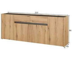 Komoda Imv City, 224 cm, ažuolinė/antracitas