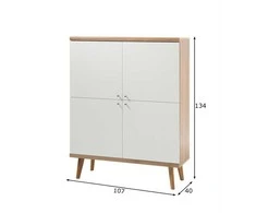 Komoda Imv Lena, 107x40xH134 cm, balta/ąžuolas
