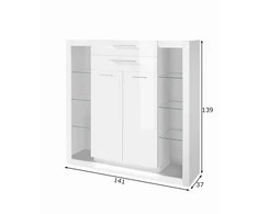 Komoda Imv Meran, 141 cm, baltas blizgus