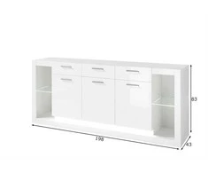 Komoda Imv Meran, 198 cm, baltas blizgus