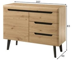 Komoda Imv Torge, 107 cm, ąžuolas