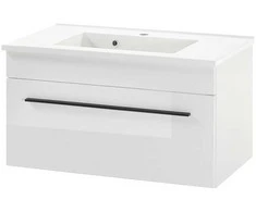 Praustuvo spintelė + praustuvė Cantara, 80 cm, baltas blizgesys