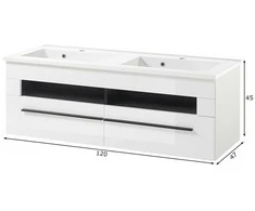 Praustuvo spintelė + praustuvė Cantara, 120 cm, baltas blizgesys