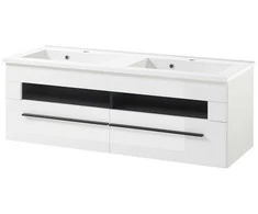 Praustuvo spintelė + praustuvė Cantara, 120 cm, baltas blizgesys