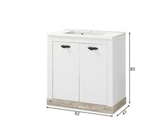 Praustuvo spintelė + praustuvė Florenz 60 cm, balta/ruda