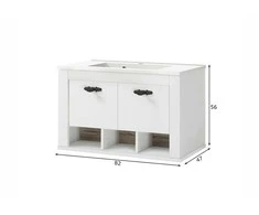 Praustuvo spintelė + praustuvė Florenz 82 cm, balta/ruda