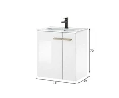 Praustuvo spintelė + praustuvė Solid, 70 cm, baltas blizgus