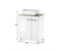 Praustuvo spintelė + praustuvė Solid, 82 cm, baltas blizgus