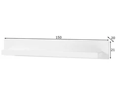 Sieninė lentyna Imv Meran, 150 cm, baltas blizgus