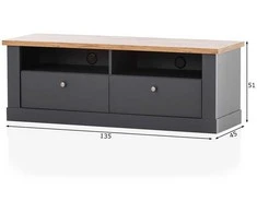 TV staliukas TV stovas Catania, 135 cm, ąžuolinė/antracitas