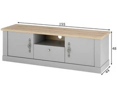 TV stovas Chambord, 155 cm, šviesiai pilka/ąžuolinė