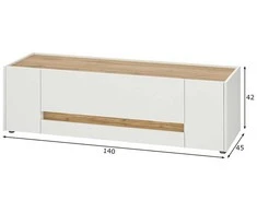 TV stovas City, 140 cm, balta/ąžuolinė