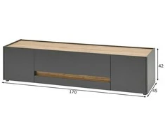 TV stovas City, 170 cm, antracitas/ąžuolinė