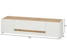 TV stovas City, 170 cm, balta/ąžuolinė