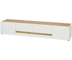 TV stovas City, 223 cm, balta/ąžuolinė