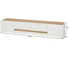 TV staliukas TV stovas City, 223 cm, balta/ąžuolinė