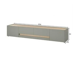TV stovas Imv City, 224 cm, žalias/ąžuolas