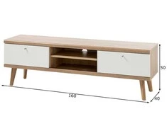 TV stovas Imv Lena, 160 cm, balta/ąžuolinė
