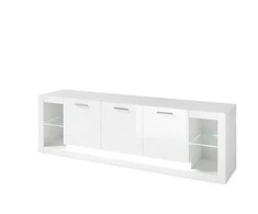 TV stovas Imv Meran, 198 cm, baltas blizgus