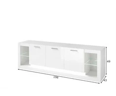 TV staliukas TV stovas Imv Meran, 198 cm, baltas blizgus