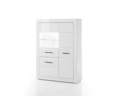 Vitrinos spintelė Bianco, 100x35xH142 cm, baltas blizgesys