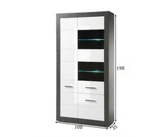 Vitrinos spintelė Imv Etero, 100x35xH198 cm, tamsiai pilka/baltas blizgesys